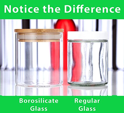 24 Fl Oz Premium Borosilicate Clear Square Glass Jars Bamboo Silicone Sealed Lid (6 Pack) Nuts Spice Or Food Kitchen Storage #TOP3