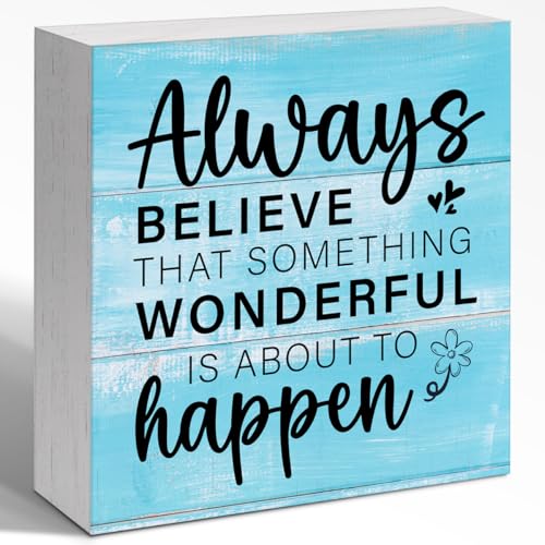 Motivational Wood Block Sign - Believe in Wonders Desk Decor