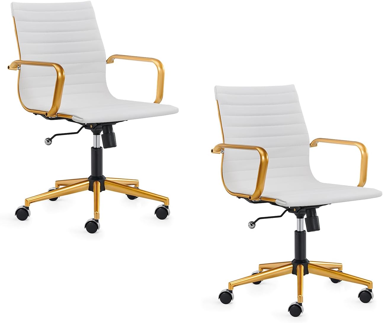 Two Pieces of Gold and White Desk Chair No Adhesive