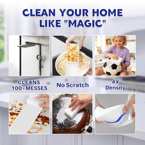 Image of Magic Sponge Eraser, 30 Pack 4X Density Melamine Sponge | GRS Certified, Extra Durable & Long Lasting Cleaning Sponge, Stovetop Cooktop Cleaner Sponge for Kitchen Glass Marble