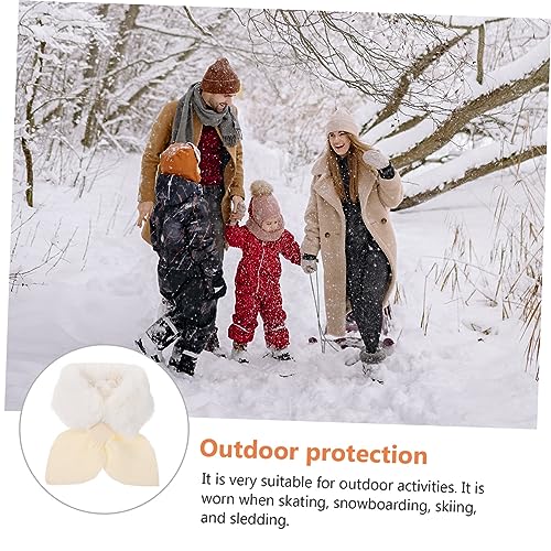 Didiseaon Boy Girl Plush Winter Scarf Thick Warm Cross Neck Scarf for Toddlers for Outdoor Activities and Daily Wear Soft and Cozy Beige3