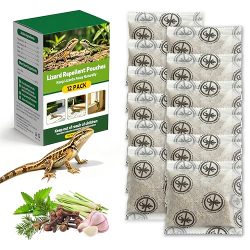 12 Pack Lizard Repellent Pouches Lizard Repellents for Outdoors Natural Peppermint Oil Lizard & Gecko Repellent for Home Patio Garages Lizard Deterrent for Indoor & Outdoor Use Kid & Pet Safe