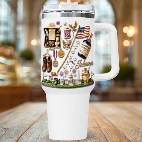 Image of Personalized 250th Anniversary Of America Tumbler - Custom Patriotic USA Flag 1776-2026 Gifts - US Eagle Freedom Cup 40oz A11 - American Independence Celebration Gifts For Men Women
