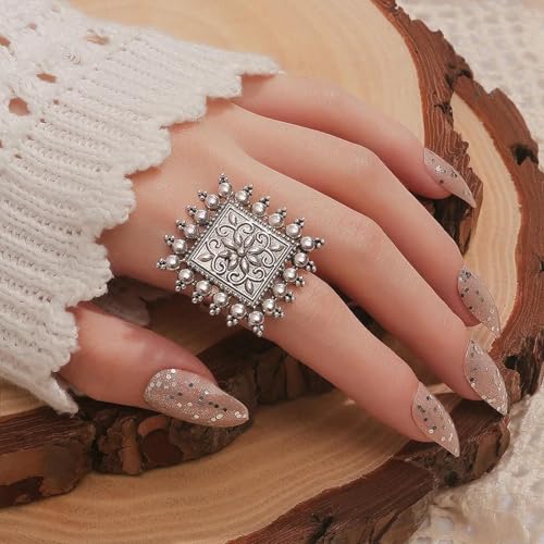 Anneaux ring bague géométrique square ajustable mode femmes hommes