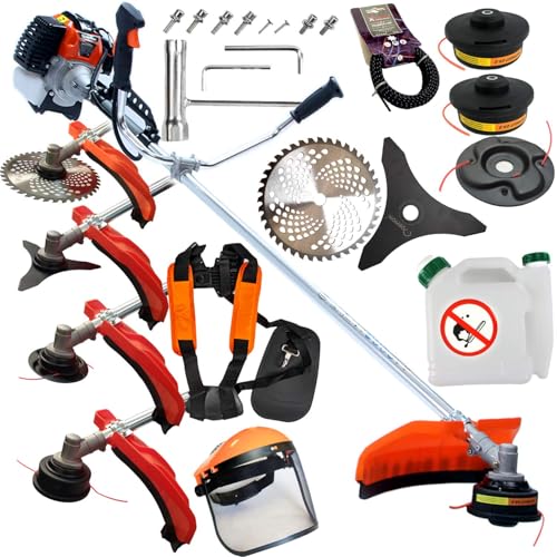 Desbrozadora cortacésped | motor de 2 tiempos | 52 cc | refrigeración por aire | velocidad de rotación máxima 9500 rpm | longitud del mango 150 cm