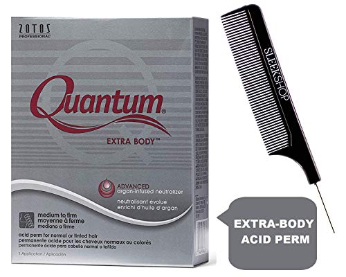 Zotos QUANTUM EXTRA BODY Classic Acid Perm, MEDIUM TO FIRM CURLS, for Normal or Tinted Hair (with Sleek Steel Pin Tail Comb) (EXTRA BODY, CLASSIC ACID)