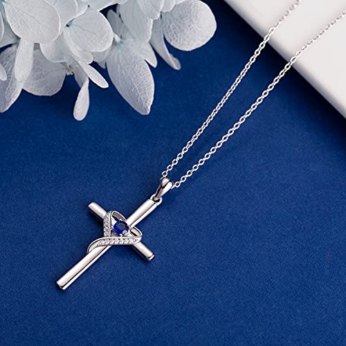 Amoraime 925 Sterling Silver Cross Necklace For Women Birthstone Necklace Birthstone Jewelry For Christmas,Birthday Or Mother's Day #TOP5