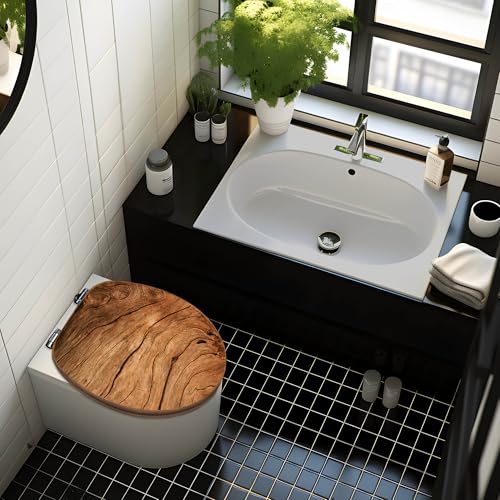 WC-Sitz aus Holz mit Absenkautomatik im Banjado Design aus Bambus