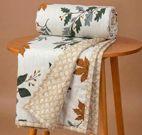 Image of HOMEKART for Double Bed, 120 GSM Microfiber 2 Layered Quilted Dohar, Soft Lightweight Luxury Reversible Printed AC Blanket Double Bed for All Season (Beige, 220 x 240 cm)