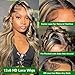 QUANDIAN 28 Inch 13x6 Balayage Highlight Lace Front Wig Human Hair 13x6 HD Lace Front Wigs Human Hair Body Wave Wig 180% Density FB/27 Colored Frontal Wigs Glueless for Women Ombre