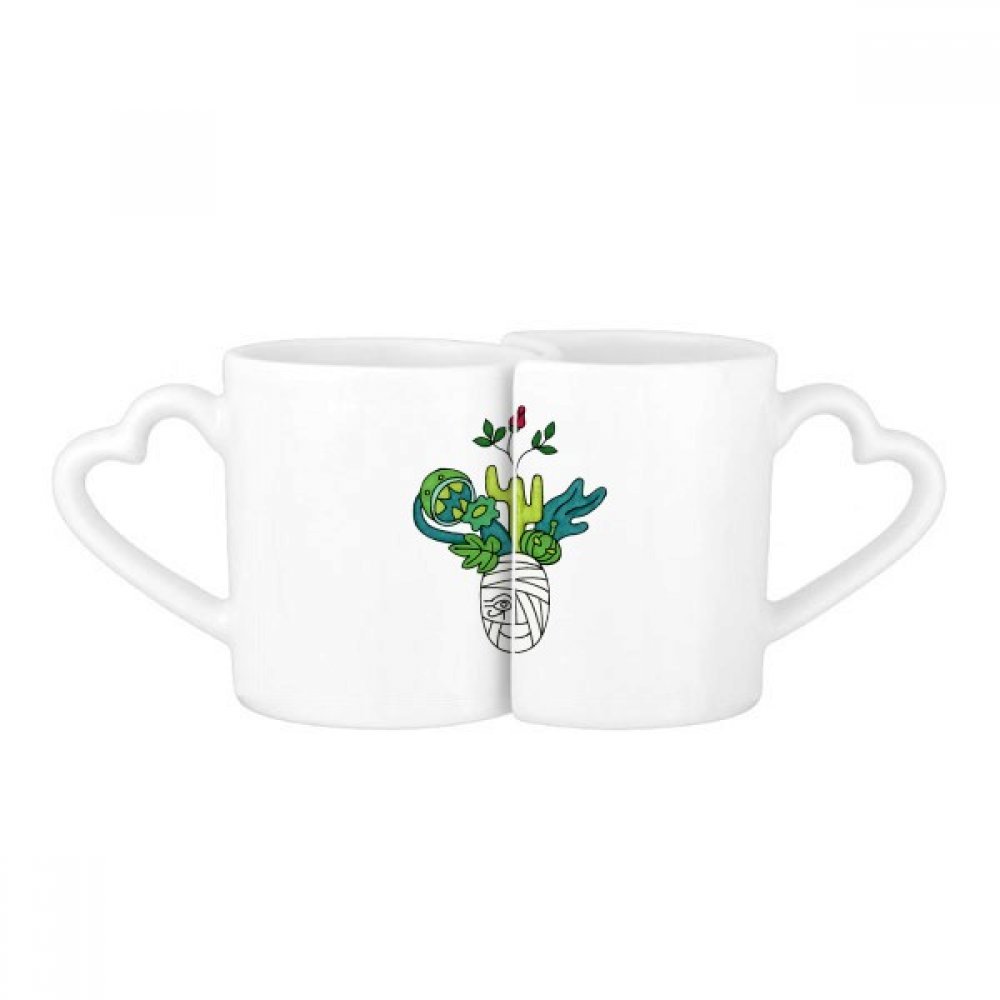 Tasses Couple Amour Cactus : Set de Tasse Céramique pour Vos Pauses Café et Matins Complices