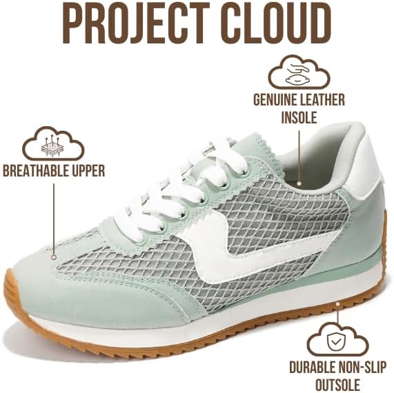 Project Cloud Fashion Sneakers for Women 2026 – Lightweight Lace-Up Shoes for Women with Memory Foam Insoles – Trendy Womens Shoes – Non-Slip, Comfortable Womens Sneakers (Madison, SAGE,9) - Image 3