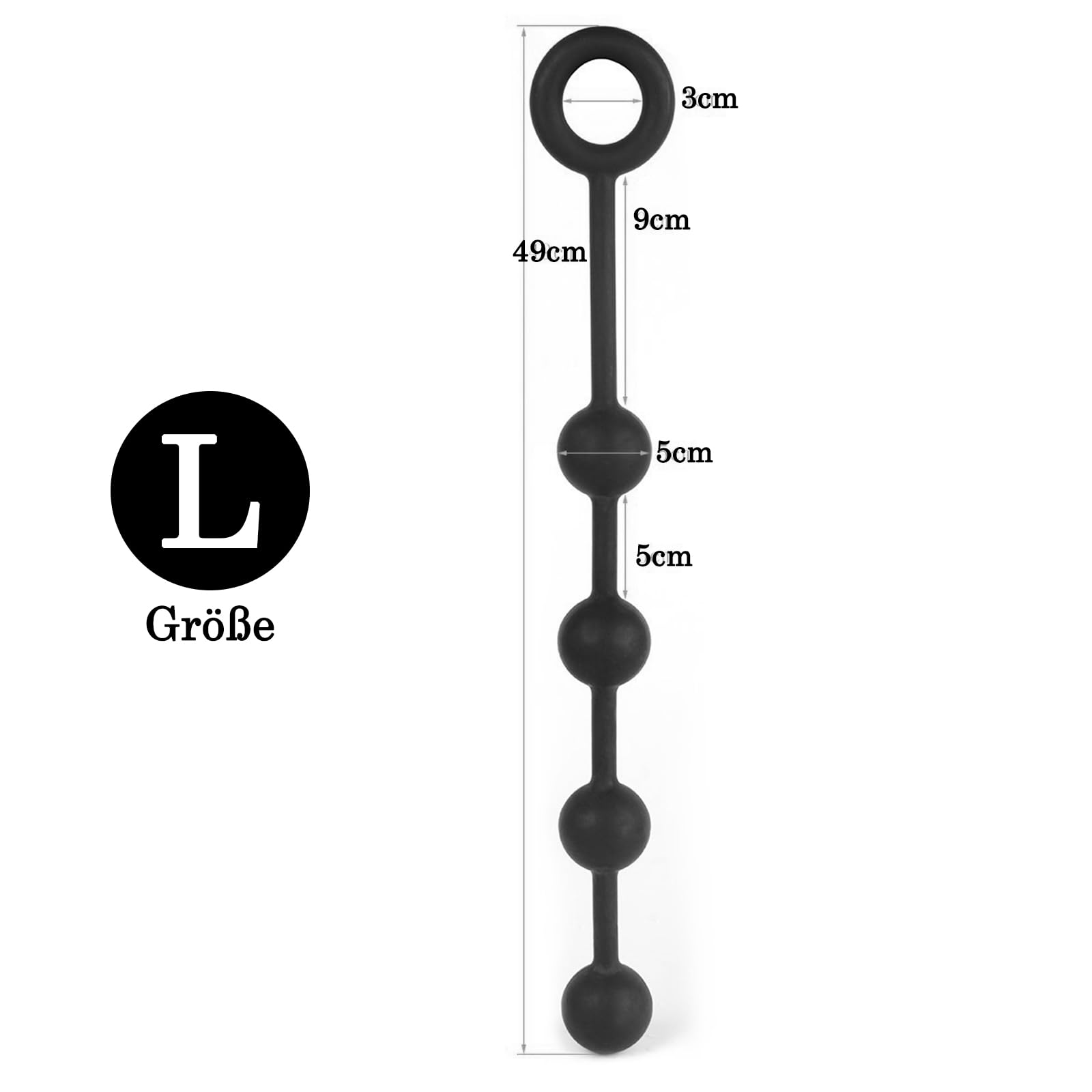 BDSMAGE Tapón Anal de Silicona Extra Largo, Tapón Anal con 4 Bolas, Dilatador Anal Juguete Sexual Erótico para Hombres y Mujeres, Masturbador Juego de Juguetes Anales (L)