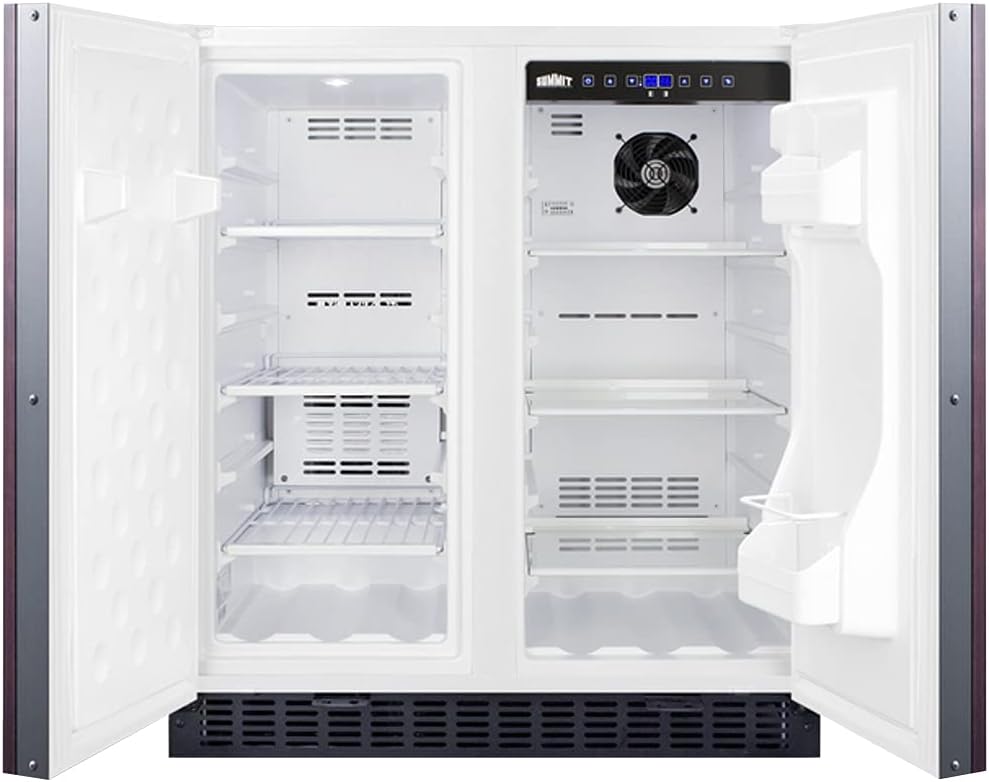 Summit FFRF3075WIF 30" Side-by-Side Compact Refrigerator and Freezer with 5.4 cu. ft. Capacity LED Lighting Frost Free Operation High Temperature and Open Door Alarm in Panel Ready with White Cabinet