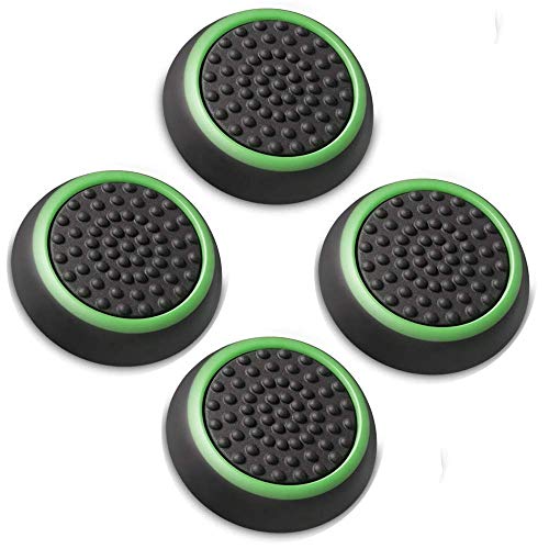 Image of 4PCS Silicone Thumb Stick Joystick Analog Grip Thumbsticks Cap Cover Case for PS4 PS3 PS2 Xbox One Xbox 360 Wii U NS Pro Controller (Black- Green)