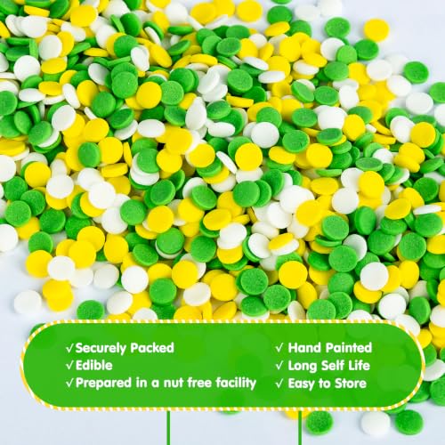 Image of Edible Confetti Sprinkles,Green Yellow White Round Sprinkle for Cake Decoration,130g Baking Candy Dot,Circle Sprinkles for Baby Shower,Gender Reveal Fondant Cake,Cupcakes,Cookies Donut Desserts Decorating,Birthday Wedding Party Supplies