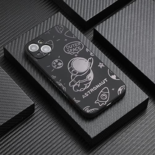 Yonds Queen for iPhone 13 Cute Case, Cool Cartoon Astronaut Rocket Moon Space Design Stylish Soft TPU Bumper Shockproof Anti-Slip Protector Fashion Case (iPhone 13, Fly Black) - 5