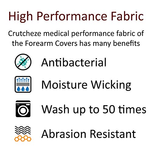 Crutcheze Forearm Crutch Pads - Covers for Arm Cuffs USA Made - Breathable, Ultimate Cushion, Moisture Wicking, Antibacterial - Washable Forearm Crutches Accessories