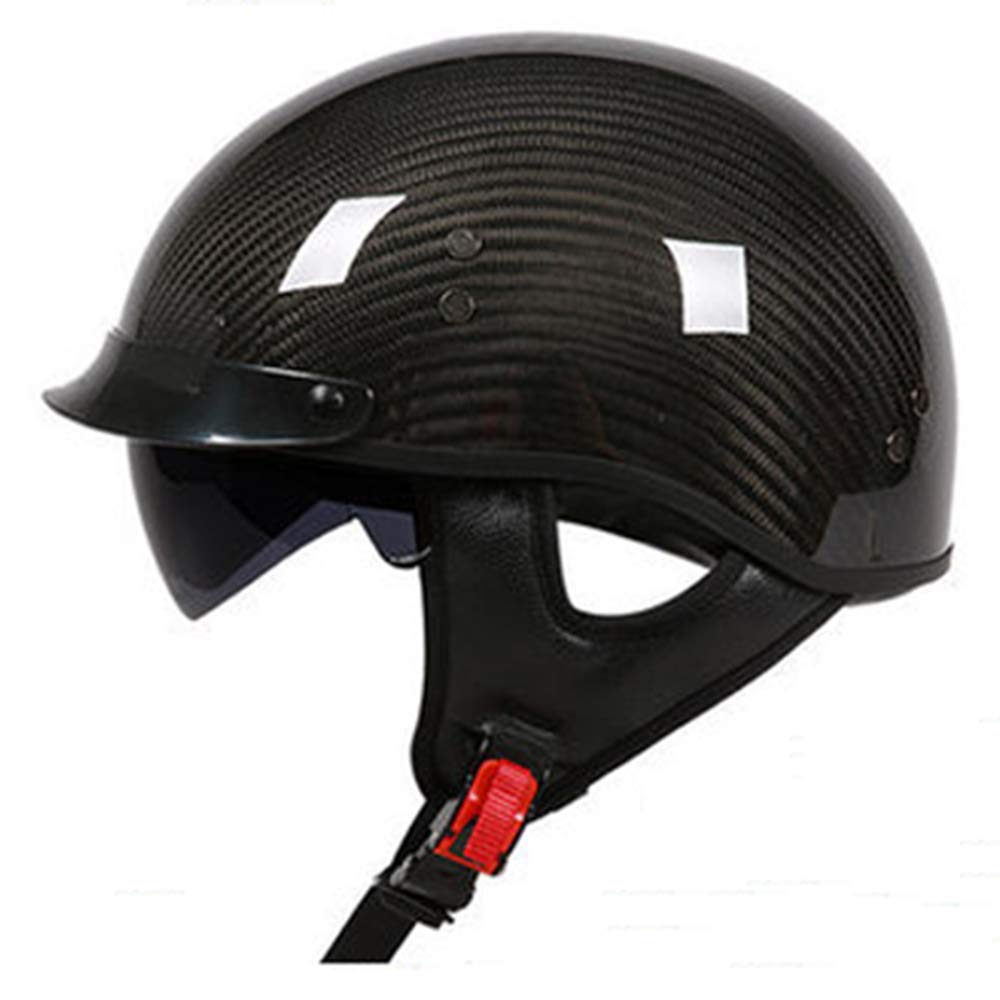 ZLYJ Carbon Fiber Half Helmet Motorcycle, Retro Open Face Helmet Moto, Harley Off Road Helmets with Sunshield, Pilot Jet Helmet or Bike Cruiser Chopper Moped Scooter, DOT Certified