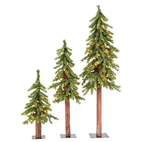 Vickerman 2' 3' 4' Natural Alpine Artificial Christmas Tree Set, Clear Incandescent Lights - Faux Christmas Tree Set - Seasonal Indoor Home Decor #TOP26