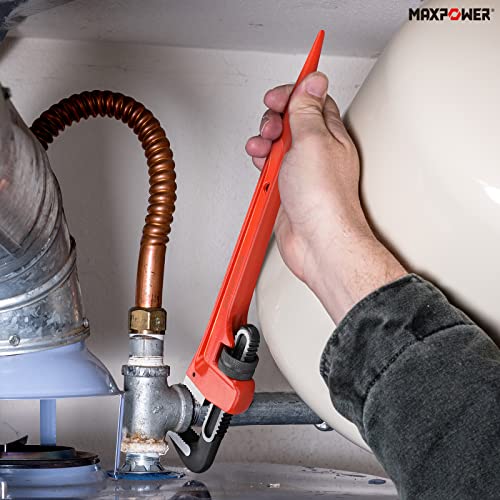 Maxpower Pipe Wrench, 18-Inch Heavy Duty Pipe Wrench, Adjustable Plumbing Wrench With Continuous Tapered Handle #TOP5