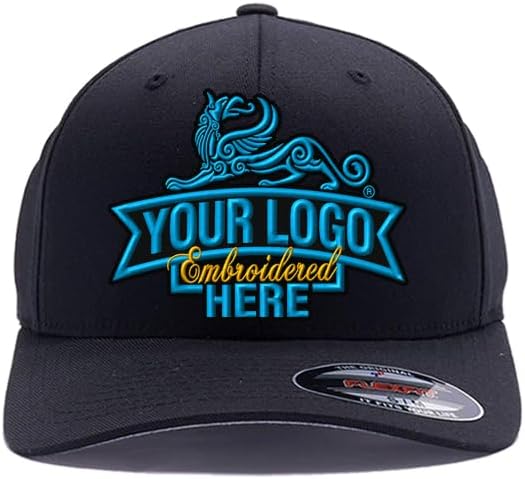 Custom Embroidered Flex Fitted Baseball hat. Flex Fitted Baseball 6277/6477 Baseball Cap. Place Your Own Logo or Design - Image 5