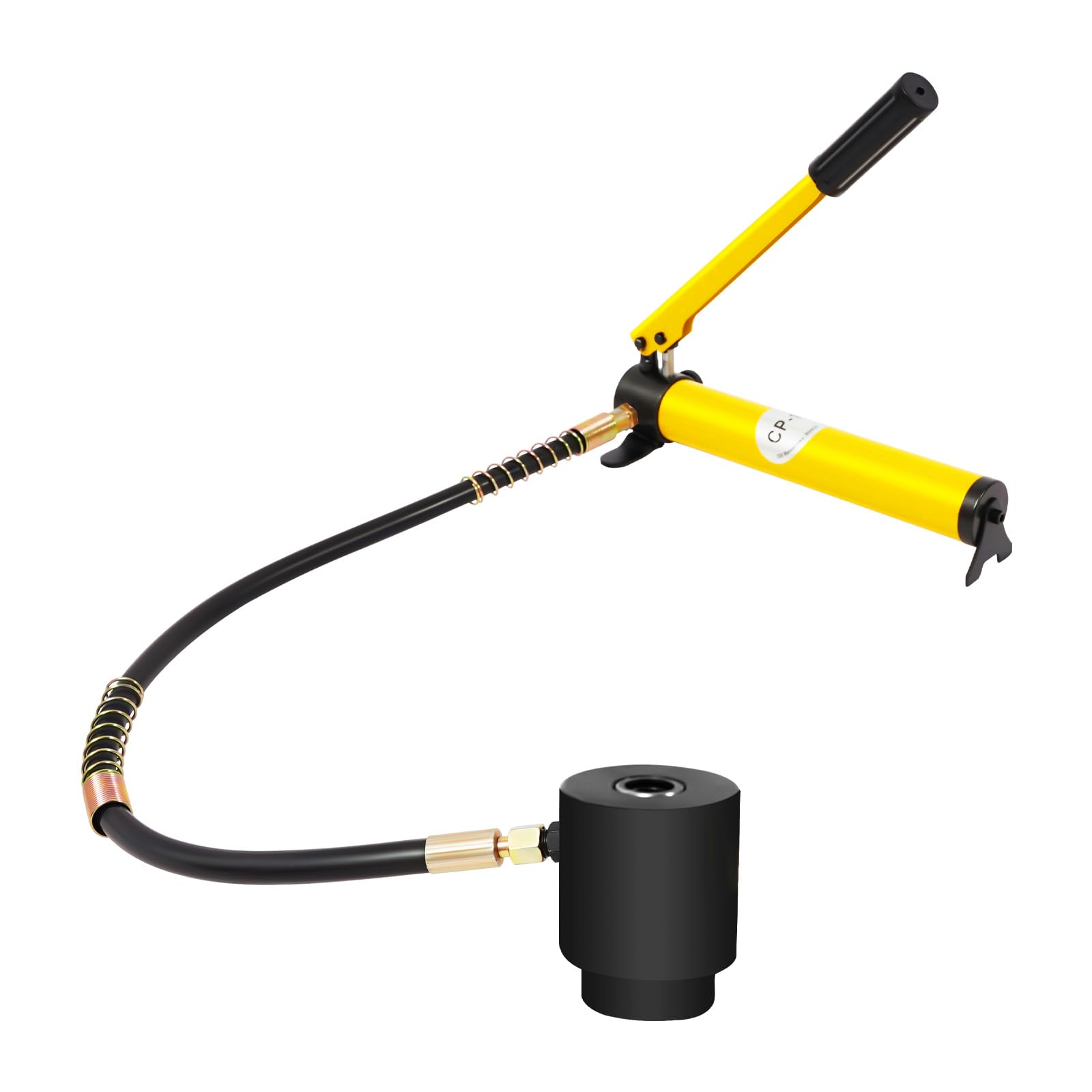 SYK-15 15T - Perforatore idraulico per lamiera, 16-101 mm, con 10 matrici, testa girevole a 360°, valigetta per acciaio inox, alluminio, plastica, 3 mm, piastra gialla