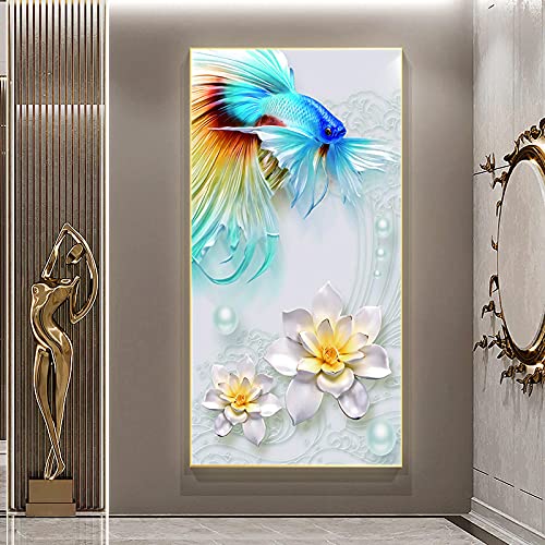 Affiche fleur et poisson abstrait pour une déco maison scandinave