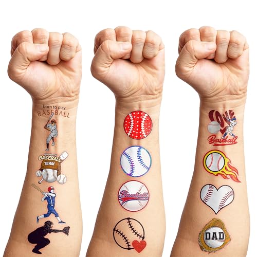 Meoisdabest 102 Pcs Baseball Temporary Tattoos Sticker Softball Sports Theme Birthday Party Supplies Decorations Favors Gifts Boys Girls Adults Sporting Fans Game Player Cute Tattoo School Reward Prizes thumb #3