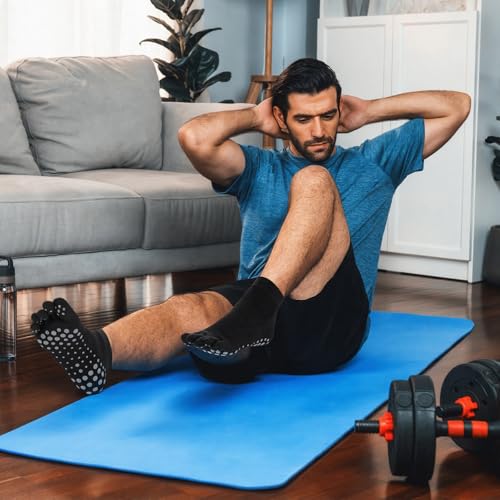 Image of 6 Pairs Men Grip Toe Socks with Cushion Cotton Non Slip Finger Sport Socks for Yoga, Pilates, Gym, Soccer, Basketball