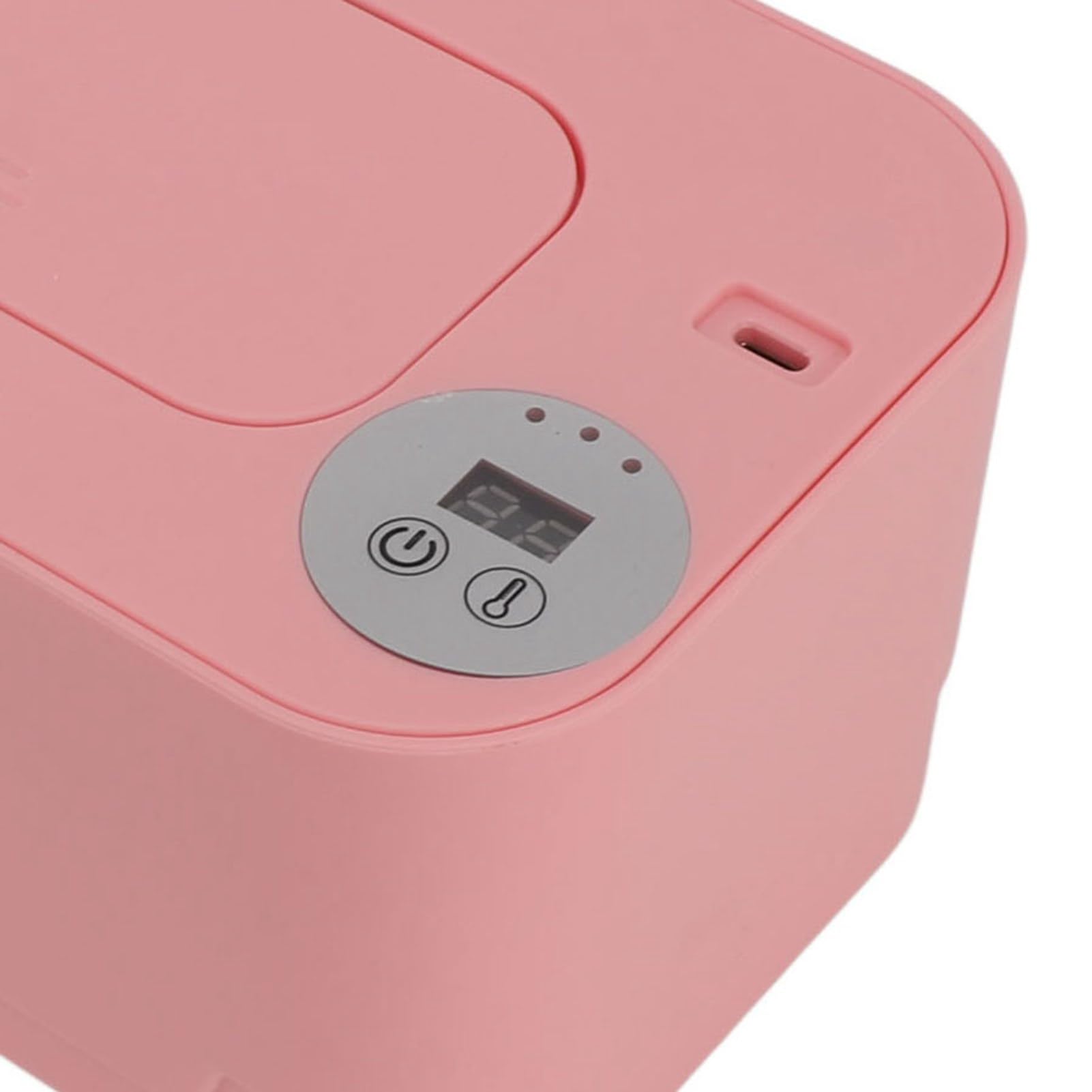 Podgrzewacz do chusteczek z lampką nocną i możliwością regulacji temperatury Wielofunkcyjny, przenośny, przenośny dozownik na chusteczki USB dla niemowląt (Różowy)