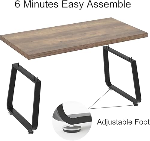 Miniatura 4 de HSH Mesa de café industrial rústica de 47" - Mesa central minimalista moderna de granja con patas de madera y metal, mesa de cóctel para sala de