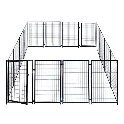 Luna Expandable Outdoor Dog Kennel 10x10x4 ft | Large Heavy-Duty Galvanized Steel Pet Pen with Gate | Powder-Coated Frame | Rust-Resistant Panels | Secure Latch