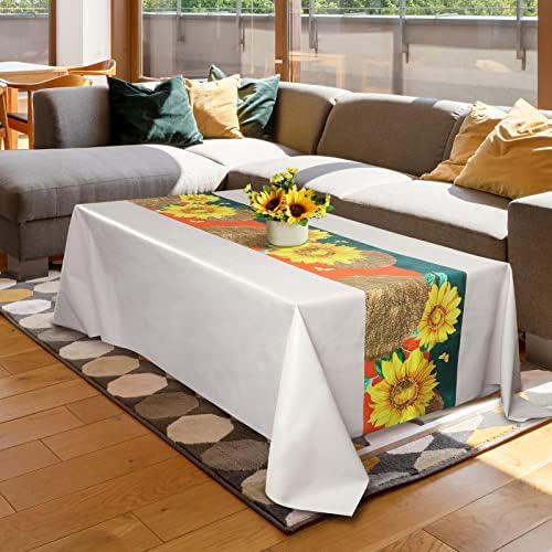 Arquiel Sunflower Tablecloth, Rectangle Waterproof Floral Table Cloth, Wipeable PVC Flower Table Cover for Kitchen Dining Parties(Beige, 140x200cm)