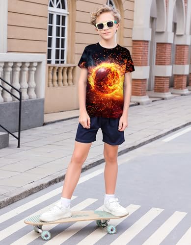 Image of 3D Graphic Short Sleeve Shirts Boys Girls Cool T-Shirt Unisex Novelty Tees for 7-12 Years Teens