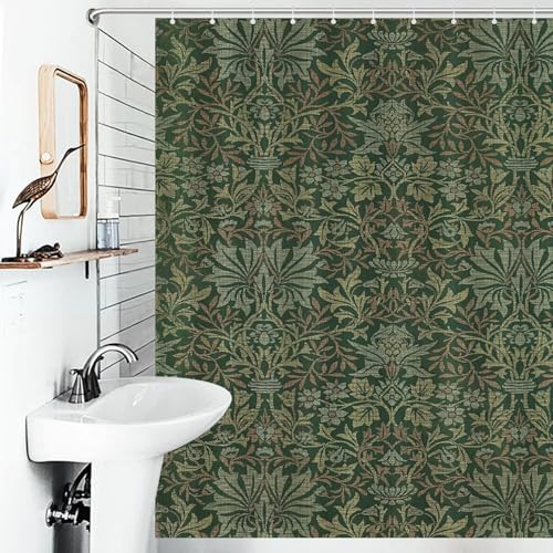 Sxxldng Victorian William Morris Original Design Vintage Shower Curtain Furniture Bathroom Fabric Decorations Washable Shower Curtain With Hooks 66X72In thumb #2