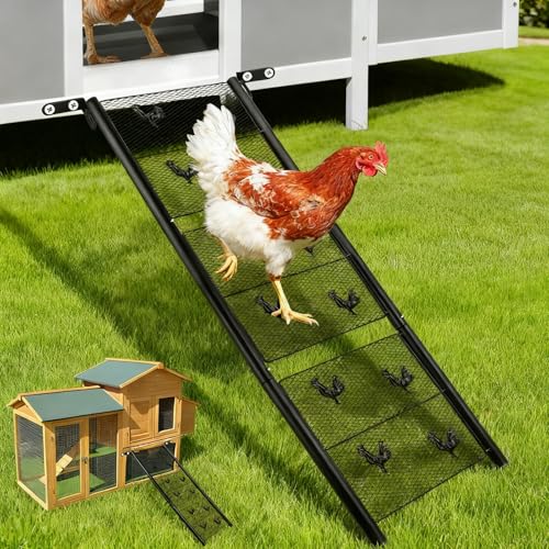 Chicken Coop Ramp Metal Chicken Ladder for Coop Accessories Ladder Length Adjustable for Henhouse Coop Steps for Feet Problem or Cannot Fly Chickens ducks Duty Sturdy Corrosion-Resistant Waterproof