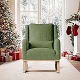 AZJSAHAH Sedia a dondolo con bracciolo, sedia a dondolo con cuscino lombare e tasca laterale, sedia a dondolo, poltrona relax con struttura in legno, per soggiorno, camera da letto (verde)