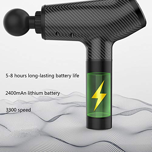 Pistola de Massagem, Massageador Portátil Portátil de Tecido Profundo, 20 Velocidades e 6 Conversão