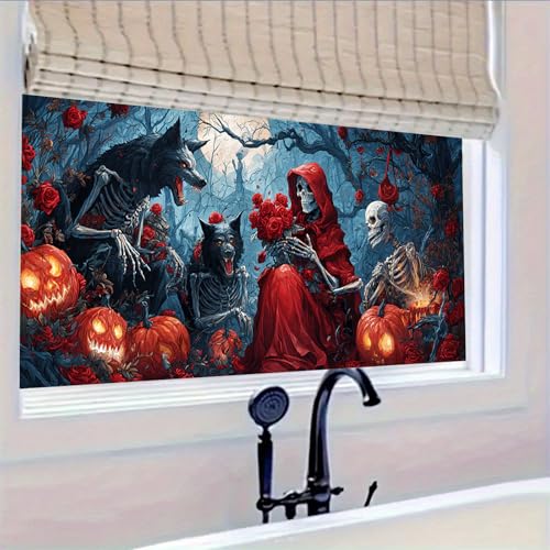 Vinilo decorativo para ventana calavera lobo HOMETITUTE miniatura 5