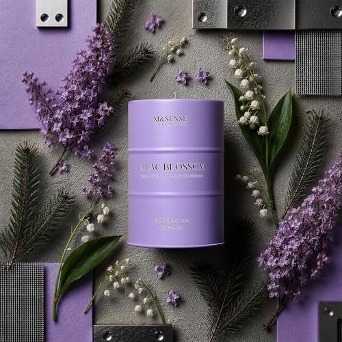Image of M&SENSE Lilac Blossom Soy Candles for Home Scented, 21.2oz 120 Hour Long Burning Large Aromatherapy Candle for Stress Relief Meditation Yoga Relaxing SPA, Housewarming Gifts for Women