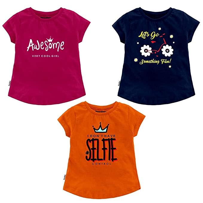 Image of NammaBaby Girl Cotton Night Suit Tshirt Shorts Capri Pyjama Set - Multipacks