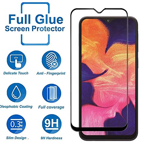 Image of Screen Protector for Samsung Galaxy A10 / A10s / M10 / Y90 (Black) Tempered Glass Edge-to-Edge 6D Screen Guard With Installation Kit