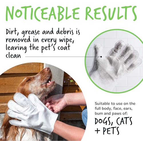 BUGALUGS Dog Glove Wipes, pet wipes for full body, eye wipes, ear wipes, bum & paws. 30 sensitive dog grooming glove wipes for dogs, puppy & cat grooming, One size fits all (Fragrance Free) - Image 3