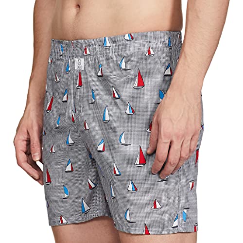 Image of Longies Cotton Mens Boxers Pack of 3 Regular Printed Shorts (LGBOXPO3VOO3 Navy,Grey,Maroon3451 XXL)