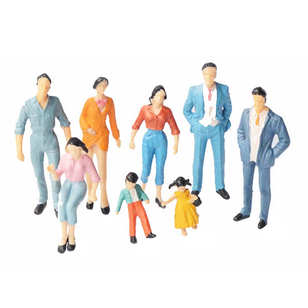 Faroby Miniature People Figurines, 24PCS Mini People Figures 1:87, Painted Standing Mini Tiny, Model Train