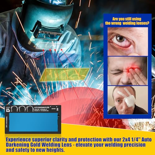 Image of 2x4 Auto Darkening Welding Lens, Shade 5-13 Adjustable, Solar Powered with HD True Color - Reduces Eye Strain & Provides Clear View for MIG /TIG /Stick Welding