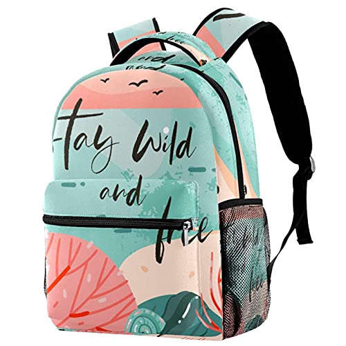 Sac à dos de voyage motif plage abstrait pour garçon et fille avec gourde accessible