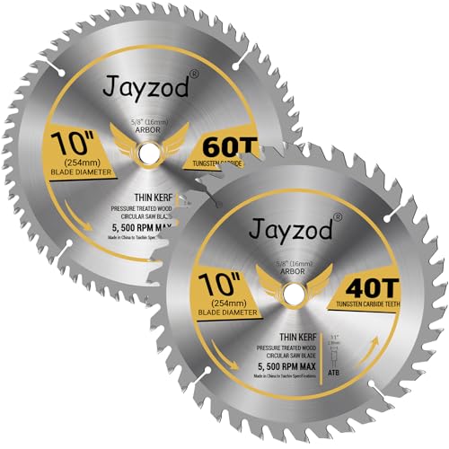 2Pack 10 Inch 40T&60T Circular Saw Blades with 5/8