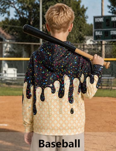 Move Dance Boys Baseball Hoodies Ice Cream Size 9-10 Pullover Sweatshirts - image 5